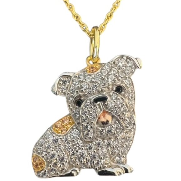 Scamper & Co English Bulldog Sterling Silver Pendant Necklace NEW & unworn - Picture 2 of 9